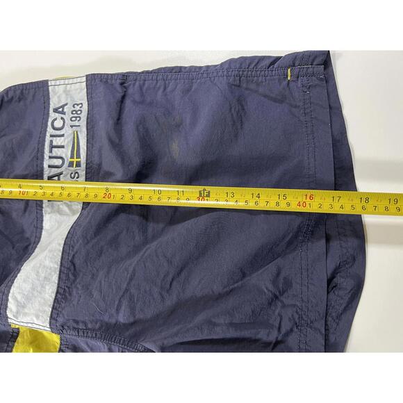 Nautica Men's Navy Swim Shorts with Yellow and White Accents - Picture 6 of 9